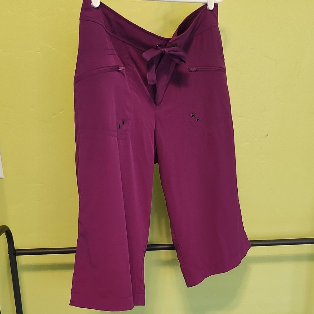 Athleta Magenta Cropped Pants with Tie Waist